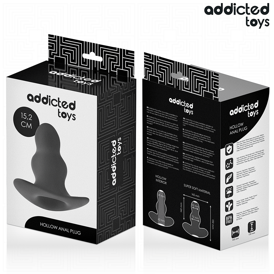 Addicted Toys Hollow Anal Plug Silicone Size XXL 15.2 CM — Black · Silicone