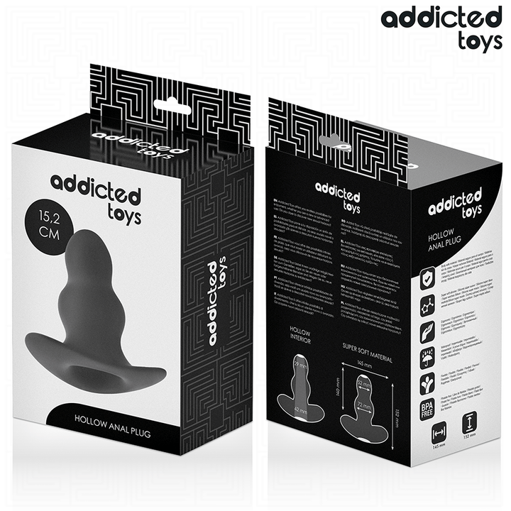 Addicted Toys Hollow Anal Plug Silicone Size XXL 15.2 CM — Black · Silicone