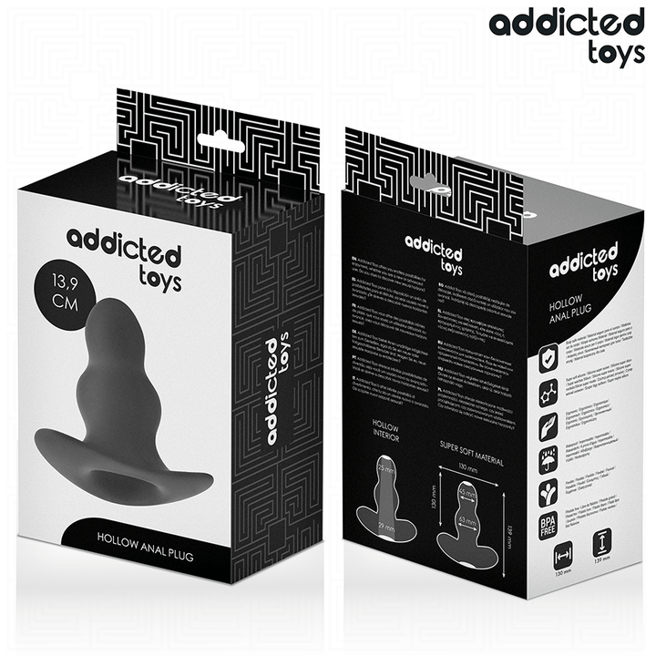 Addicted Toys Hollow Anal Plug Silicone Size XL 13.9 CM — Black · Silicone