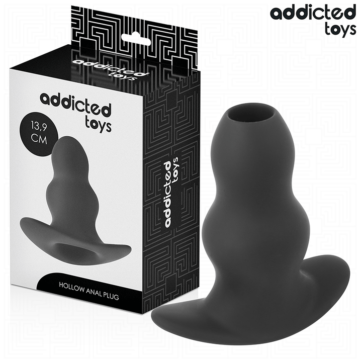 Addicted Toys Hollow Anal Plug Silicone Size XL 13.9 CM — Black · Silicone