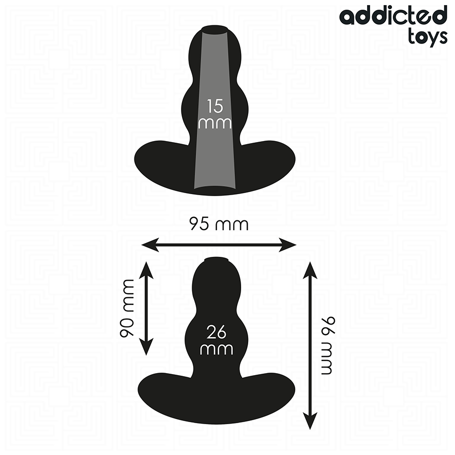 Addicted Toys Hollow Anal Plug Silicone Size M 9.6 CM — Black · Silicone