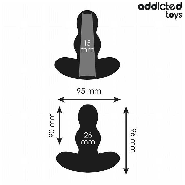 Addicted Toys Hollow Anal Plug Silicone Size M 9.6 CM — Black · Silicone