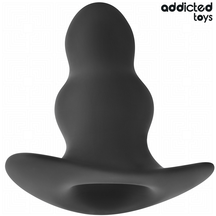Addicted Toys Hollow Anal Plug Silicone Size M 9.6 CM — Black · Silicone
