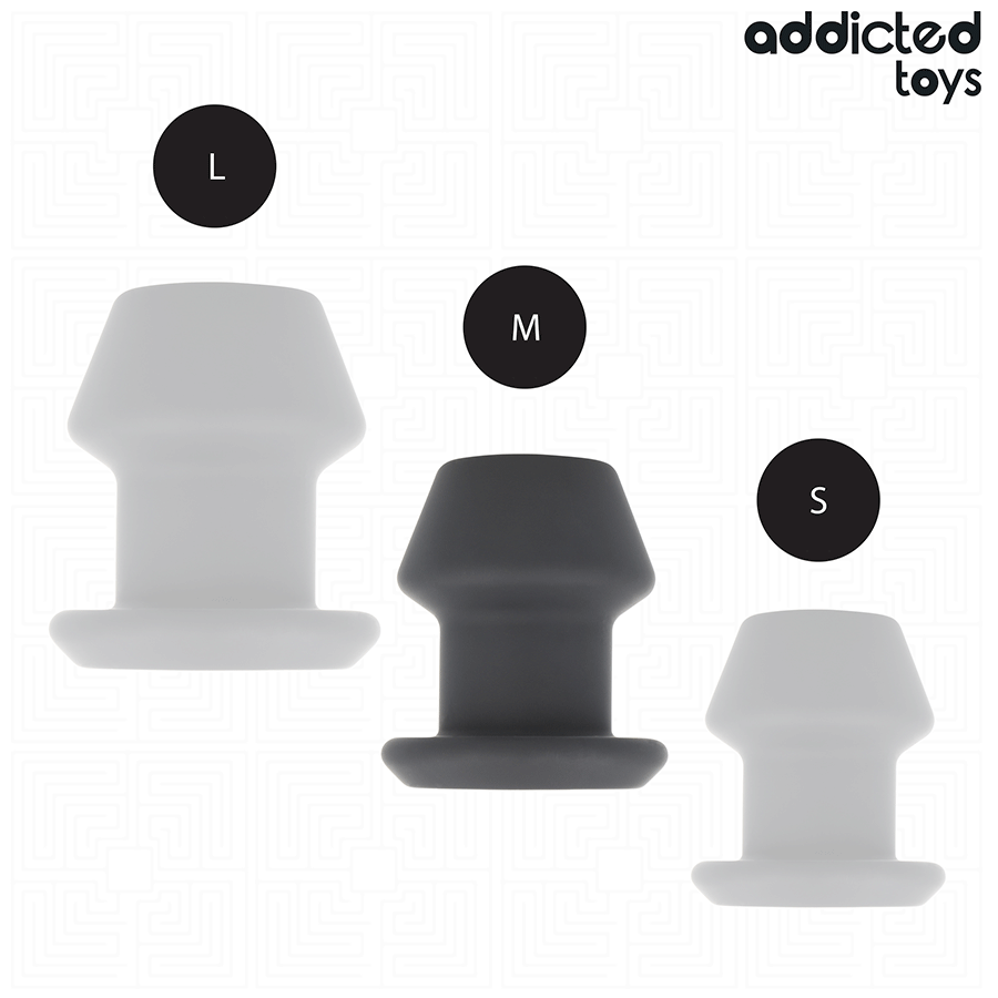 Addicted Toys Extreme Hollow Anal Plug Silicone Size M 8.7 — Black · Silicone