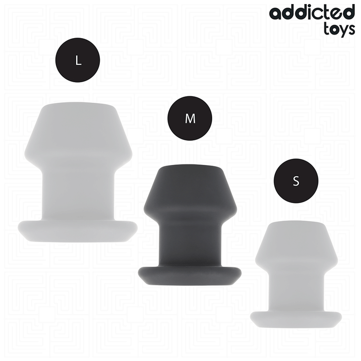 Addicted Toys Extreme Hollow Anal Plug Silicone Size M 8.7 — Black · Silicone