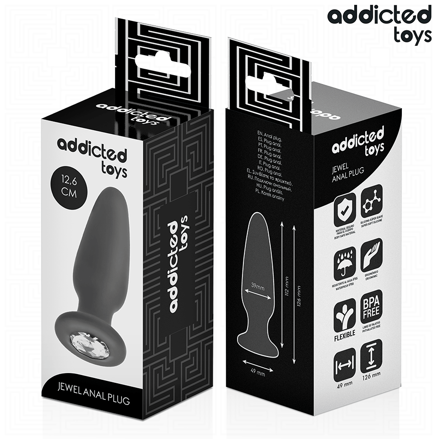 Addicted Toys Anal Plug With Jewel Silicone Size L 12.6 CM — Silicone