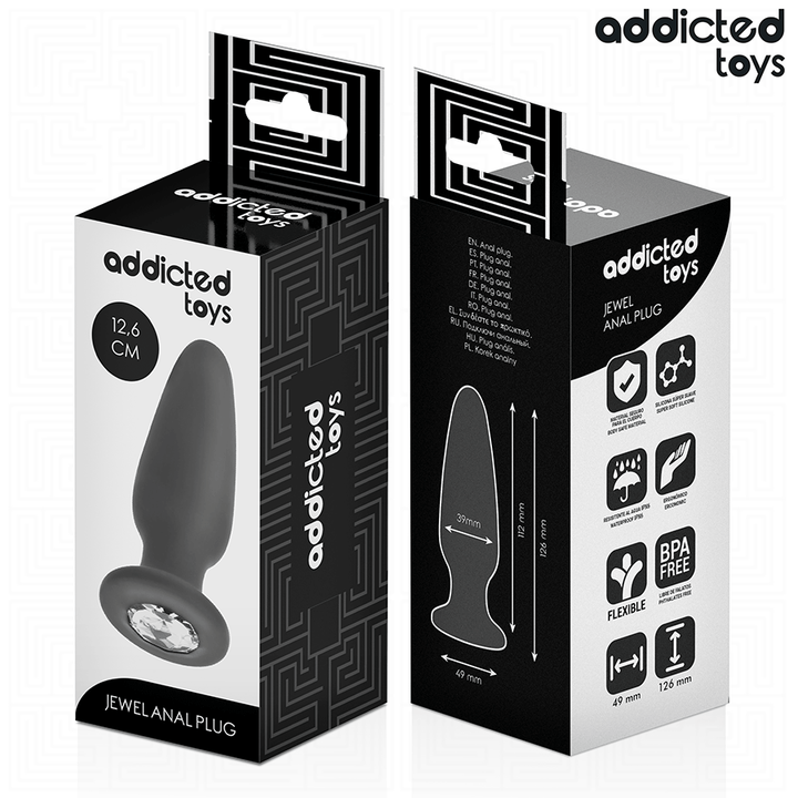 Addicted Toys Anal Plug With Jewel Silicone Size L 12.6 CM — Silicone