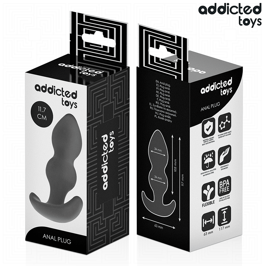 Addicted Toys Anal Plug Silicone Size L 11.7 CM — Black · Silicone