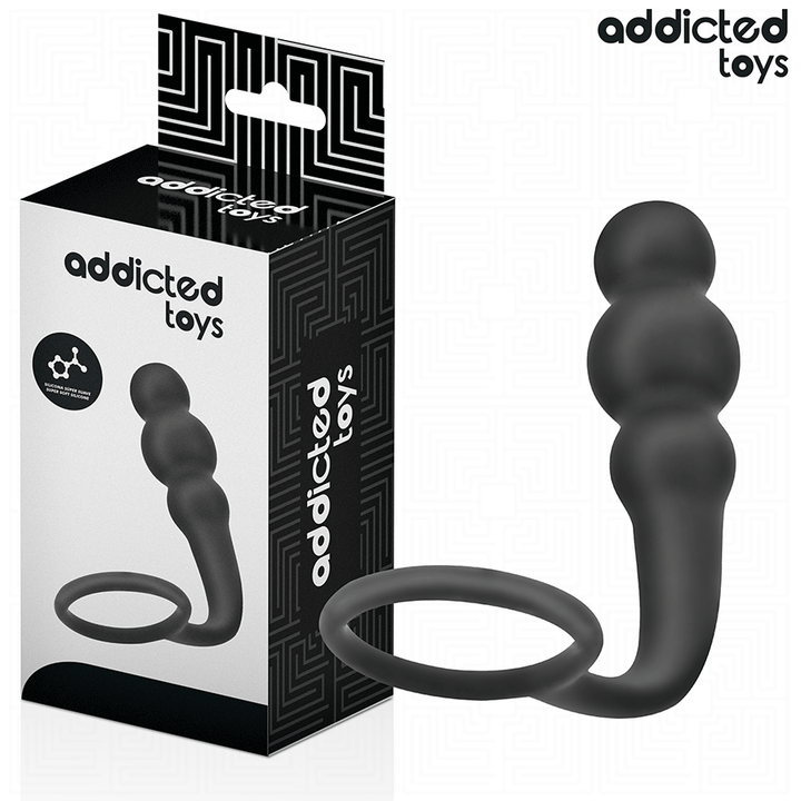 Addicted Toys Anal Plug With Ring Silicone Model 1 — Black · Silicone