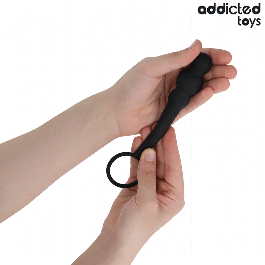 Addicted Toys Anal Plug With Ring Silicone Model 1 — Black · Silicone