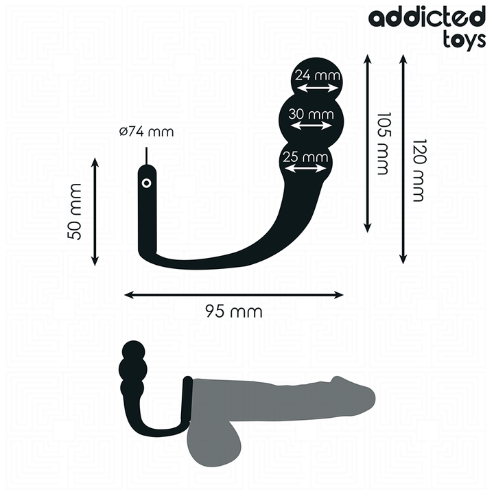 Addicted Toys Anal Plug With Ring Silicone Model 1 — Black · Silicone