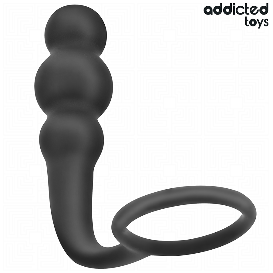 Addicted Toys Anal Plug With Ring Silicone Model 1 — Black · Silicone