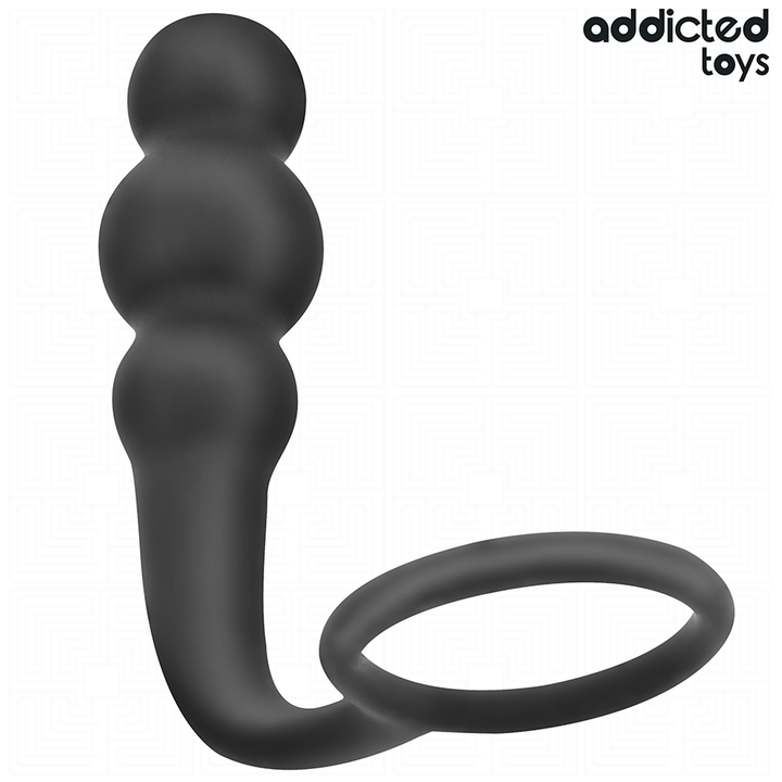 Addicted Toys Anal Plug With Ring Silicone Model 1 — Black · Silicone