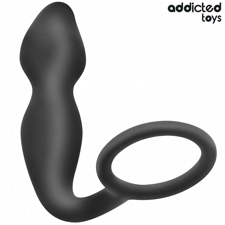 Addicted Toys Anal Plug With Ring Silicone Model 2 — Black · Silicone