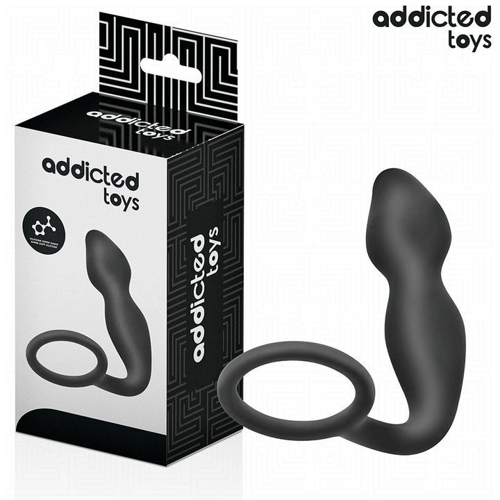 Addicted Toys Anal Plug With Ring Silicone Model 2 — Black · Silicone