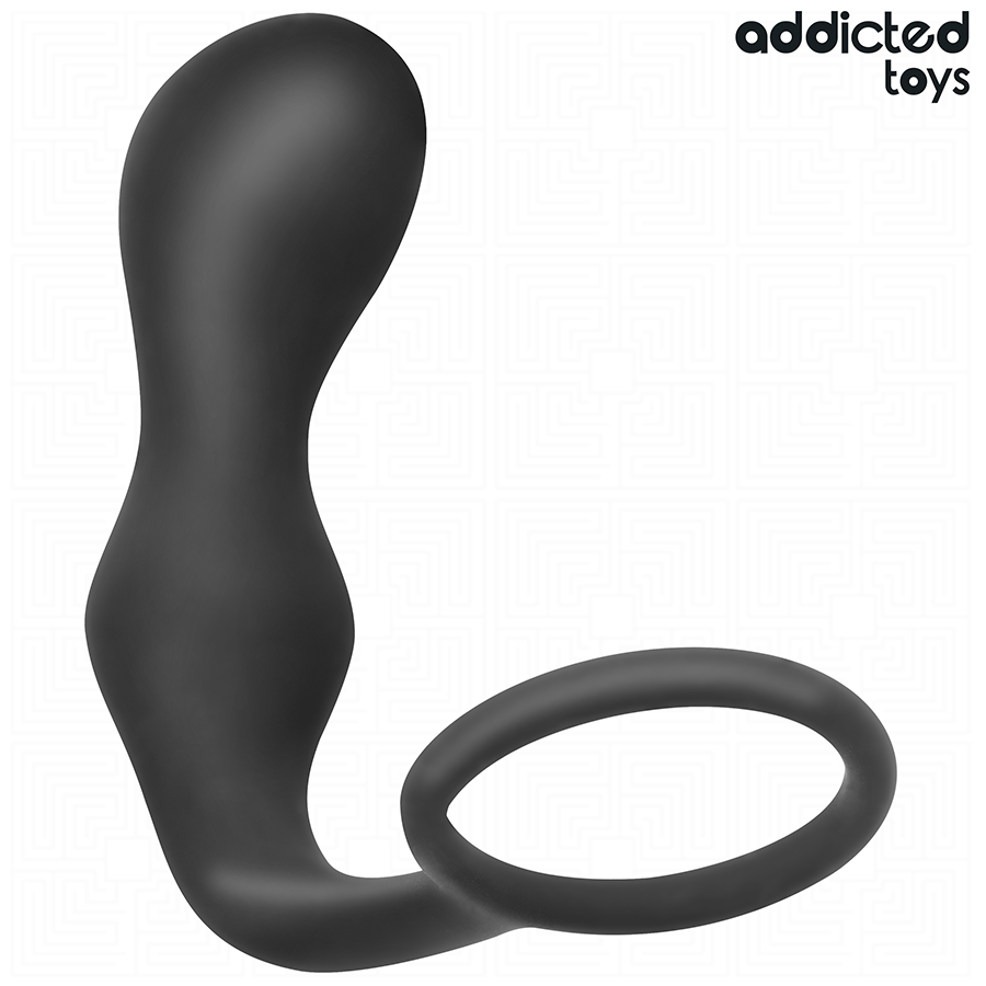 Addicted Toys Anal Plug With Ring Silicone Model 3 — Black · Silicone