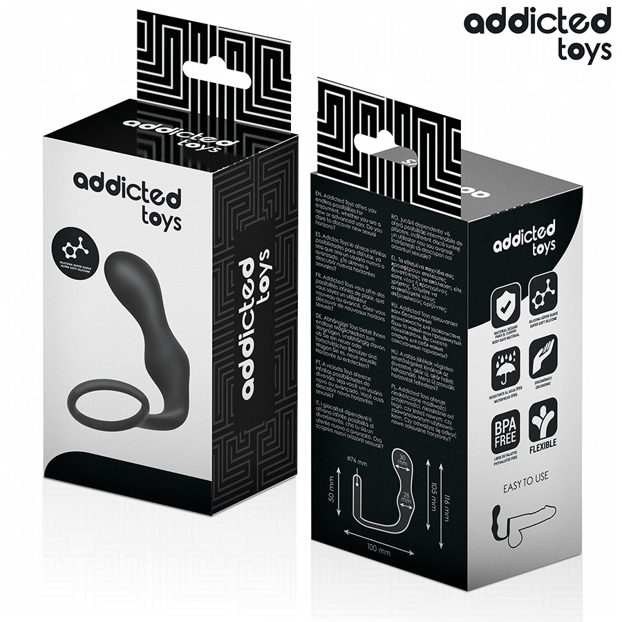 Addicted Toys Anal Plug With Ring Silicone Model 3 — Black · Silicone