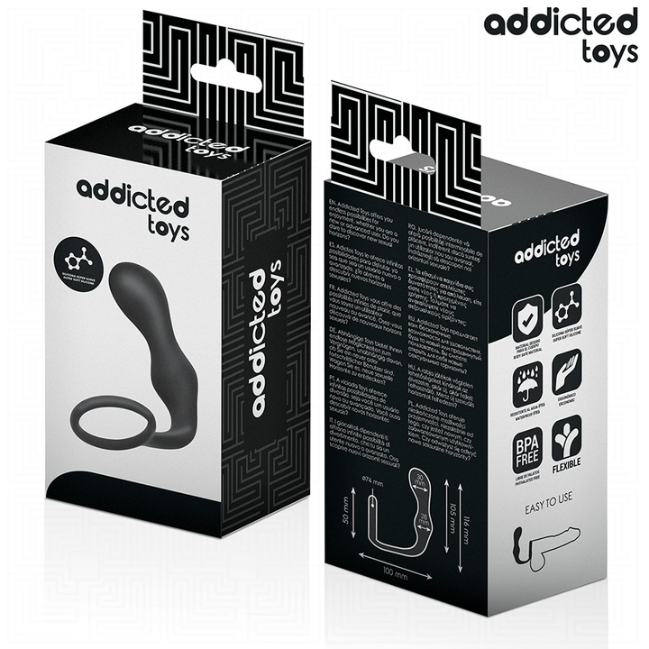 Addicted Toys Anal Plug With Ring Silicone Model 3 — Black · Silicone