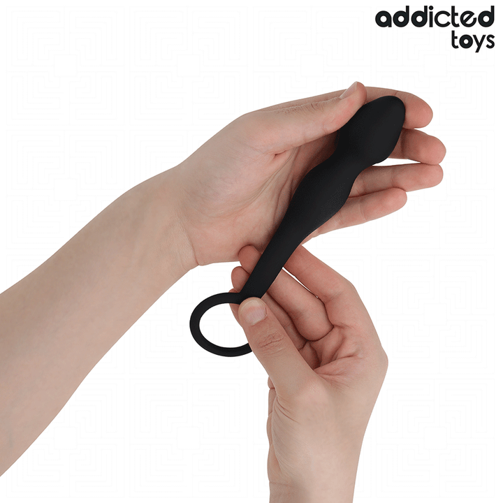 Addicted Toys Anal Plug With Ring Silicone Model 3 — Black · Silicone