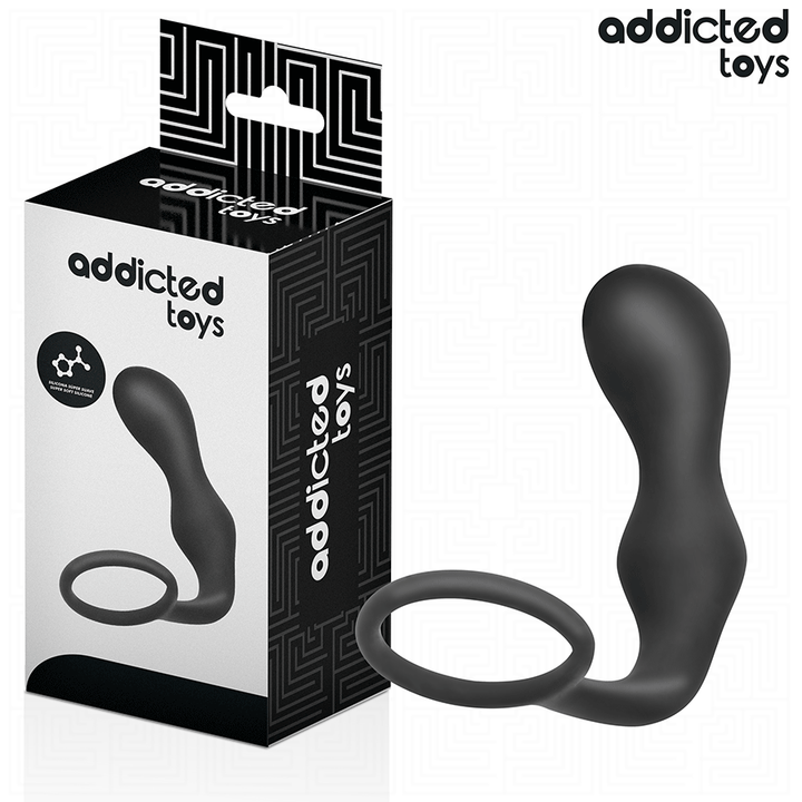 Addicted Toys Anal Plug With Ring Silicone Model 3 — Black · Silicone