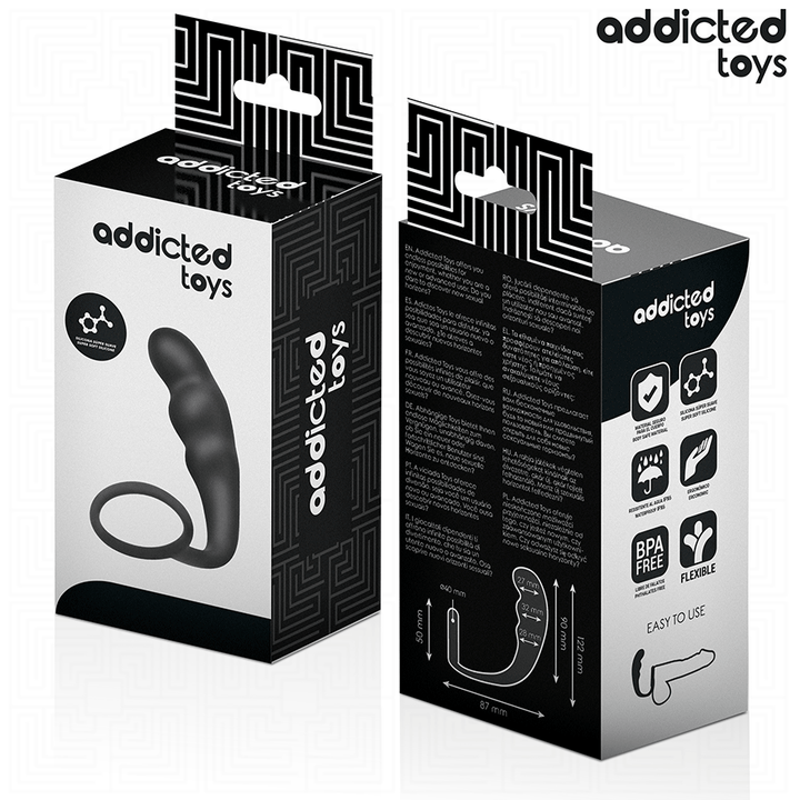 Addicted Toys Anal Plug With Ring Silicone Model 4 — Black · Silicone