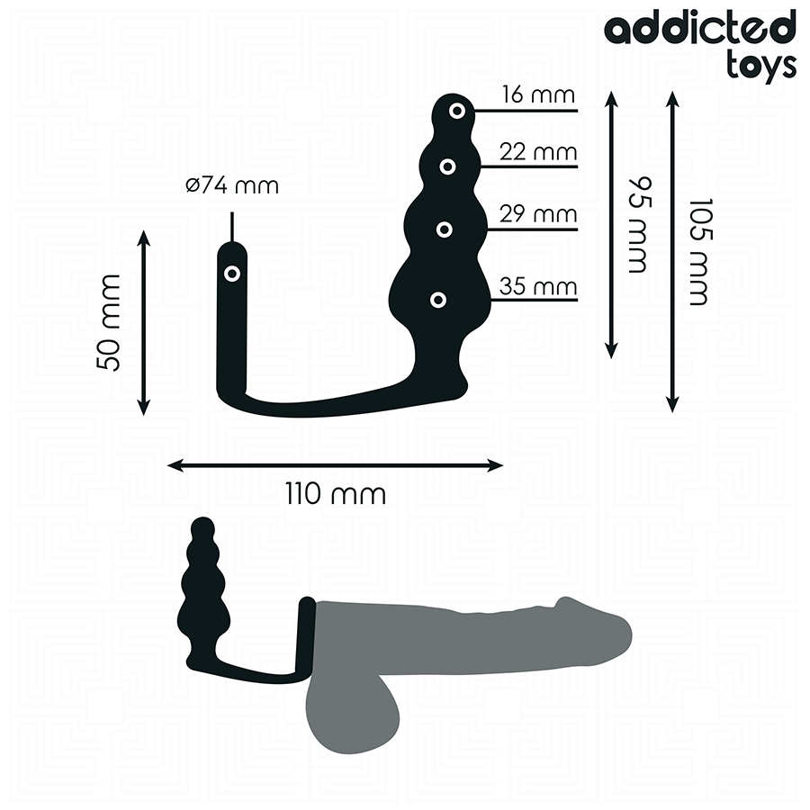 Addicted Toys Anal Plug With Ring Silicone Model 5 — Black · Silicone
