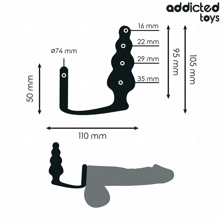Addicted Toys Anal Plug With Ring Silicone Model 5 — Black · Silicone