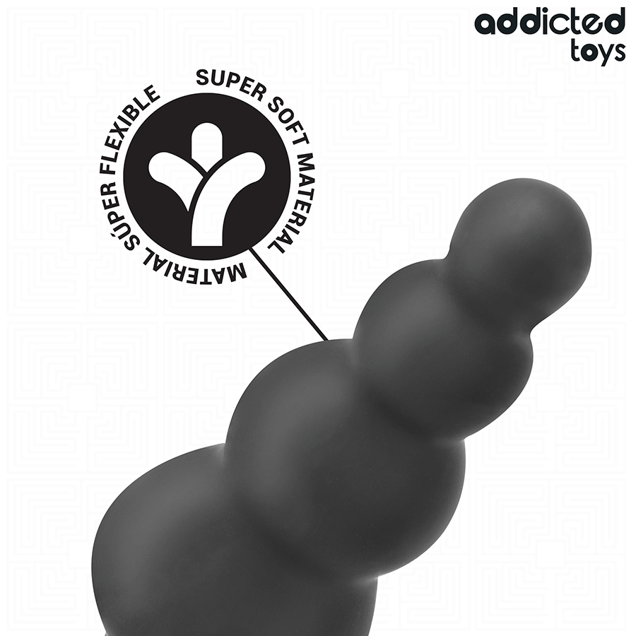 Addicted Toys Anal Plug With Ring Silicone Model 5 — Black · Silicone