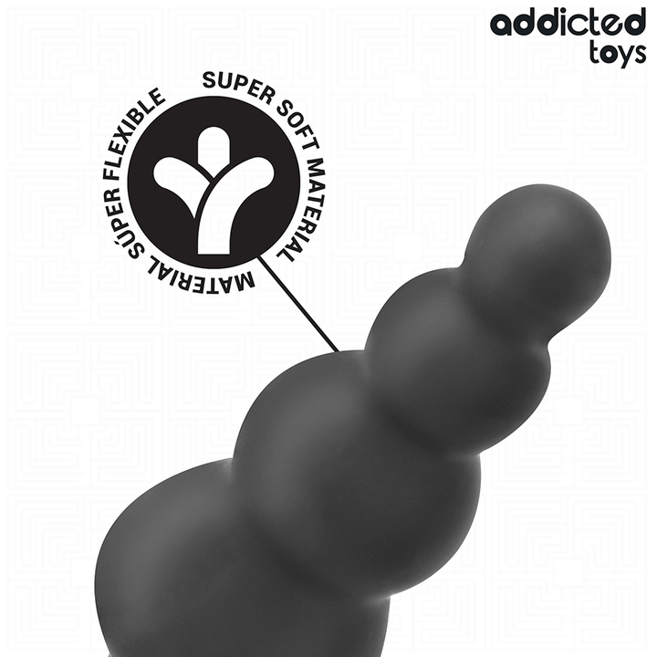 Addicted Toys Anal Plug With Ring Silicone Model 5 — Black · Silicone