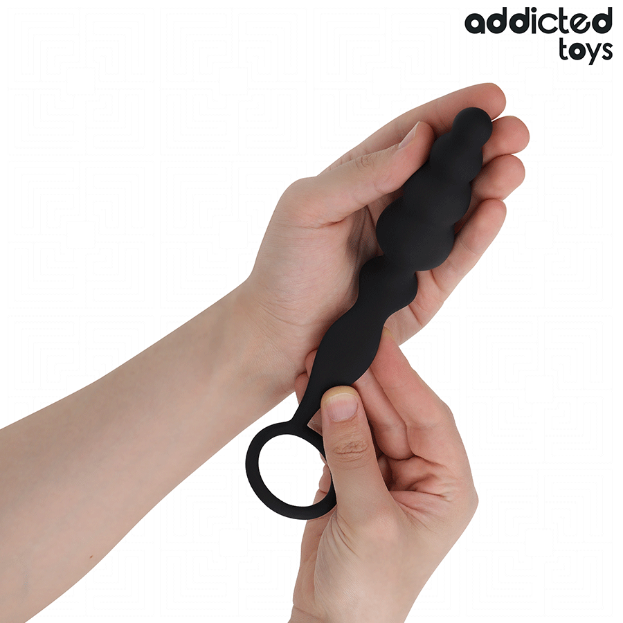 Addicted Toys Anal Plug With Ring Silicone Model 5 — Black · Silicone