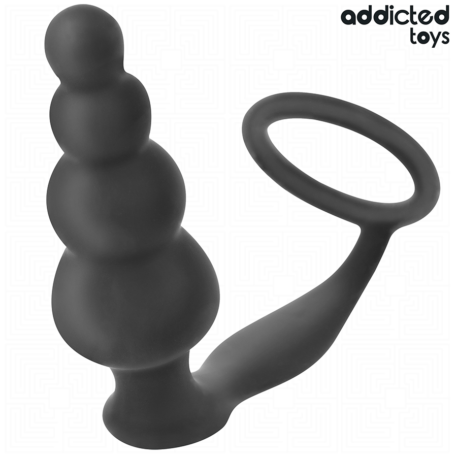 Addicted Toys Anal Plug With Ring Silicone Model 5 — Black · Silicone