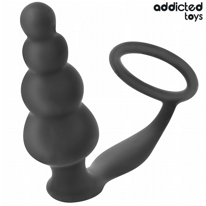 Addicted Toys Anal Plug With Ring Silicone Model 5 — Black · Silicone