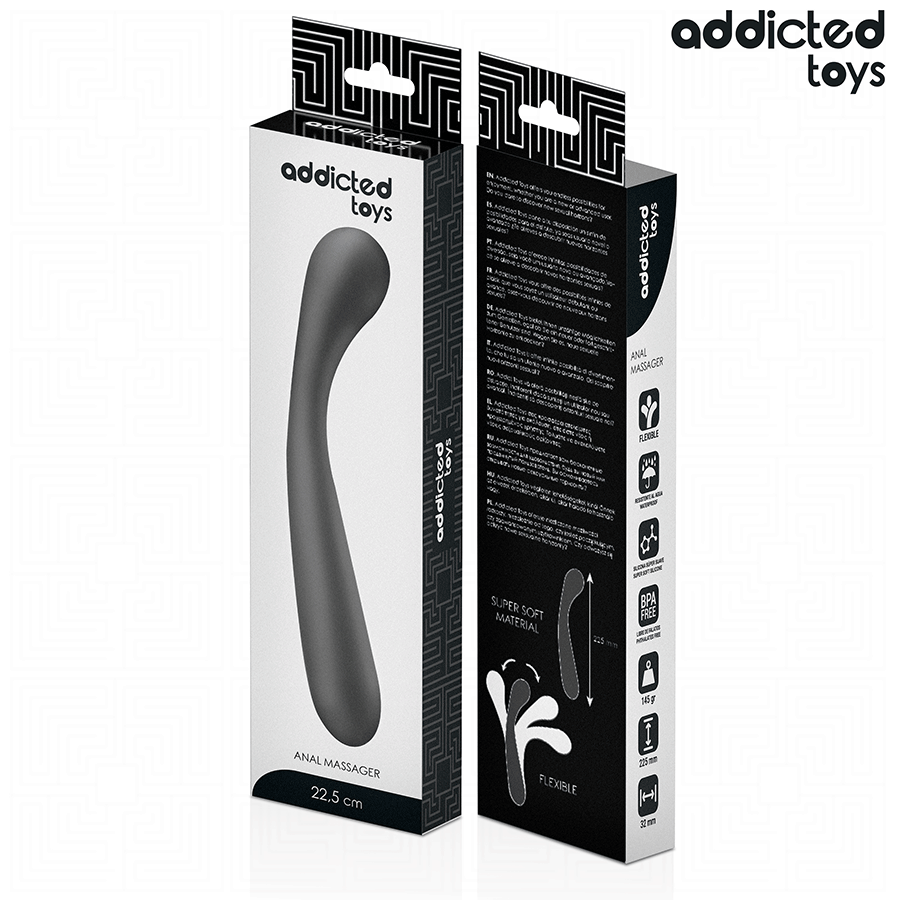 Addicted Toys Double Anal Massager Silicone 22.5 CM — Black · Silicone