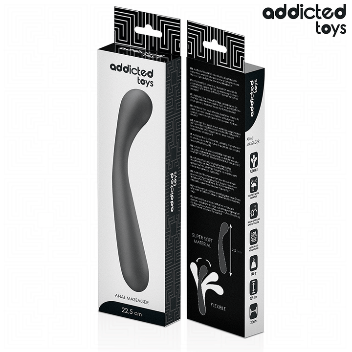 Addicted Toys Double Anal Massager Silicone 22.5 CM — Black · Silicone