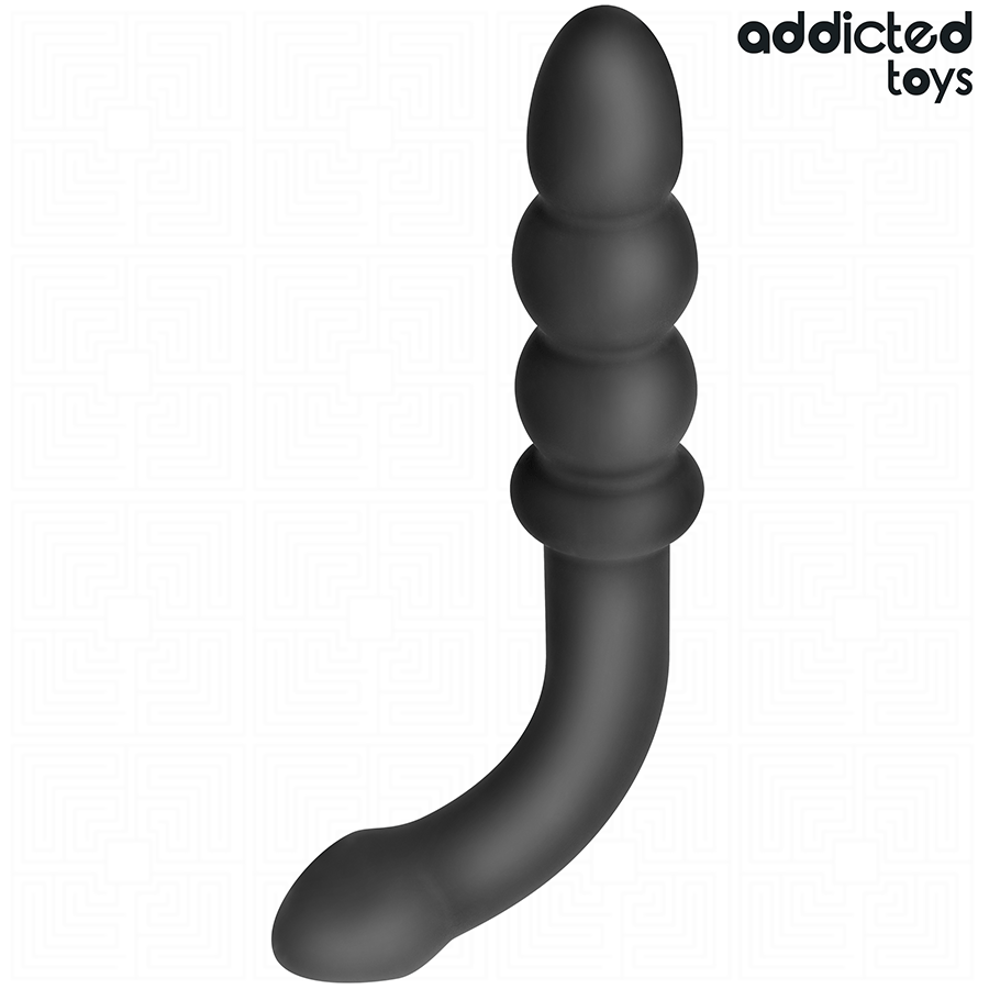 Addicted Toys Double Anal Massager Silicone 16.5 CM — Black · Silicone