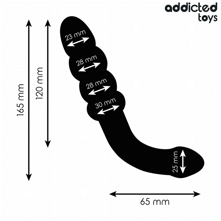 Addicted Toys Double Anal Massager Silicone 16.5 CM — Black · Silicone