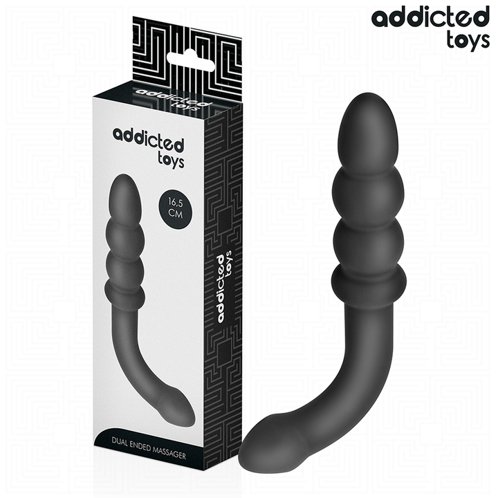 Addicted Toys Double Anal Massager Silicone 16.5 CM — Black · Silicone