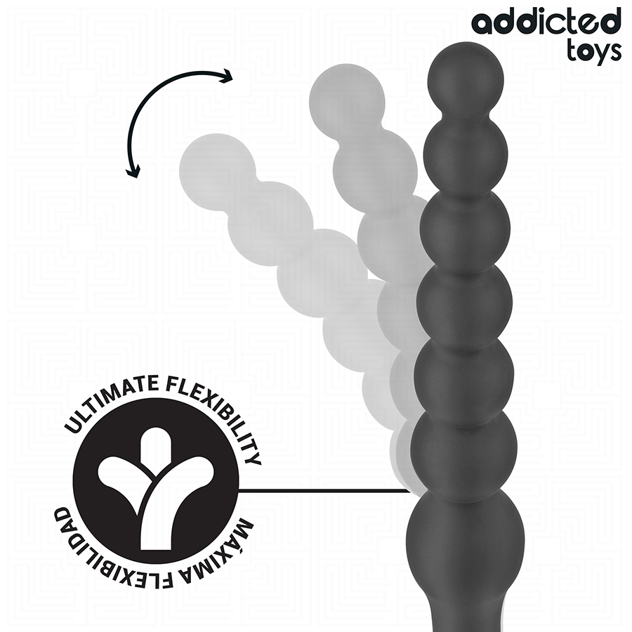 Addicted Toys Double Anal Massager Silicone 24 CM — Black · Silicone