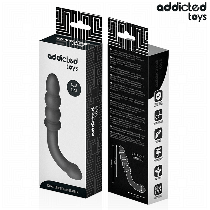 Addicted Toys Double Anal Massager Silicone 16.5 CM — Black · Silicone