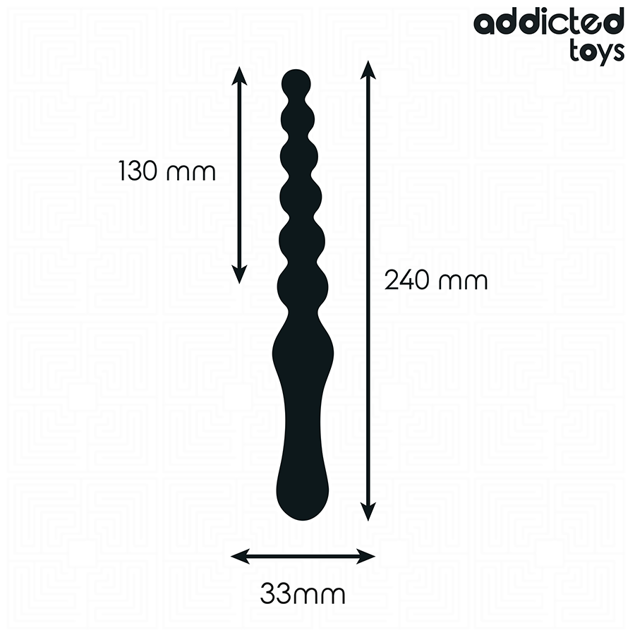 Addicted Toys Double Anal Massager Silicone 24 CM — Black · Silicone