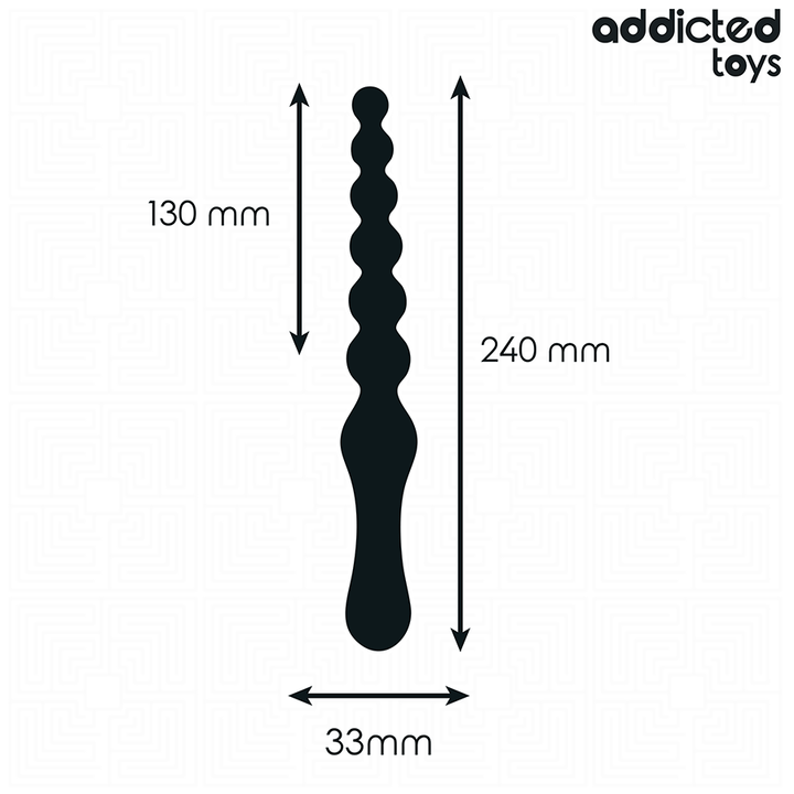 Addicted Toys Double Anal Massager Silicone 24 CM — Black · Silicone