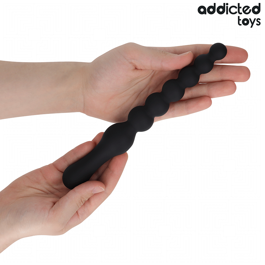 Addicted Toys Double Anal Massager Silicone 24 CM — Black · Silicone