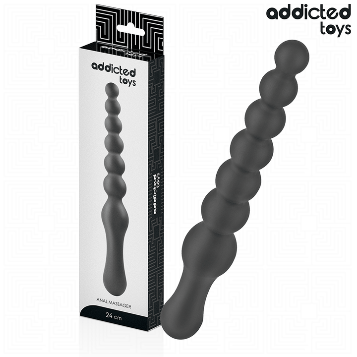 Addicted Toys Double Anal Massager Silicone 24 CM — Black · Silicone