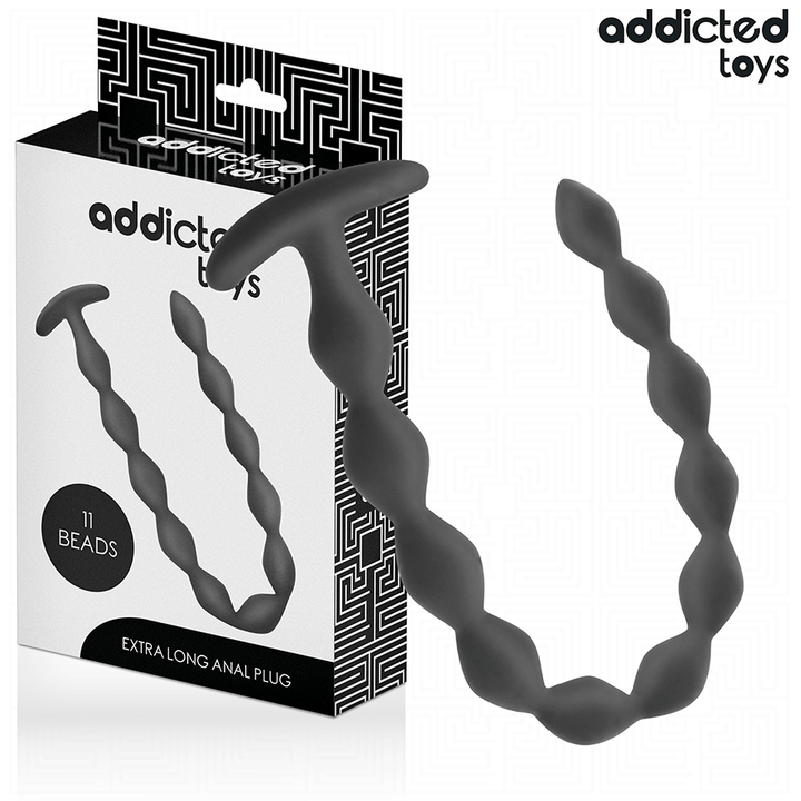 Addicted Toys Extra Long Silicone Anal Plug — Black · Silicone
