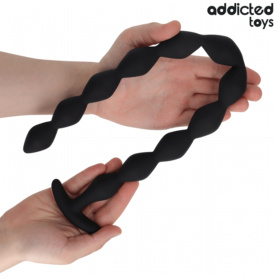 Addicted Toys Extra Long Silicone Anal Plug — Black · Silicone