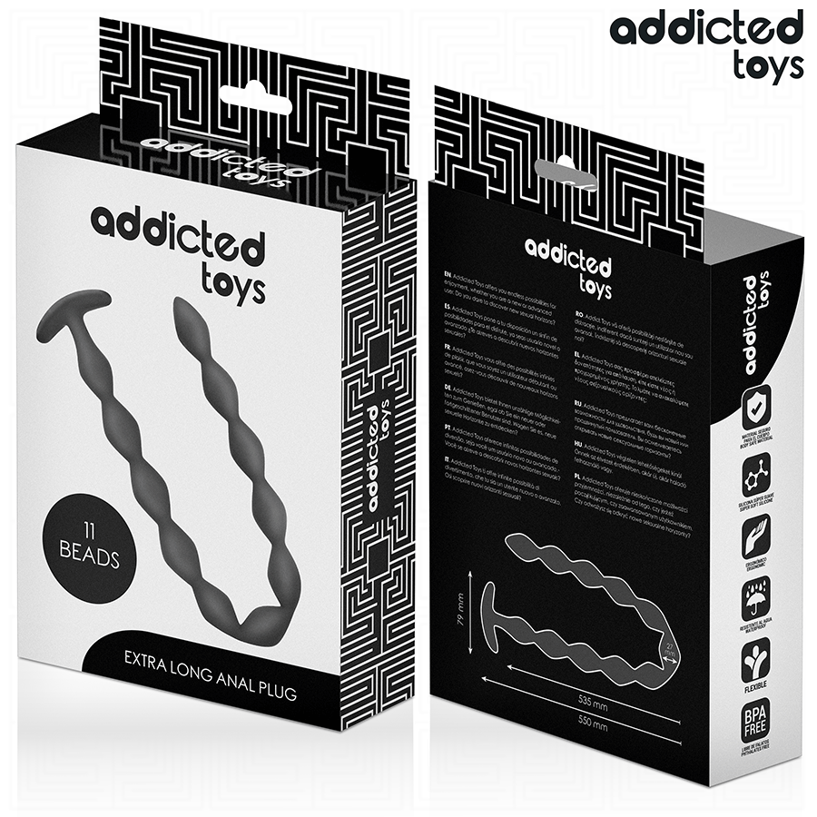 Addicted Toys Extra Long Silicone Anal Plug — Black · Silicone