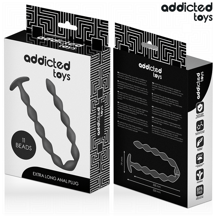 Addicted Toys Extra Long Silicone Anal Plug — Black · Silicone