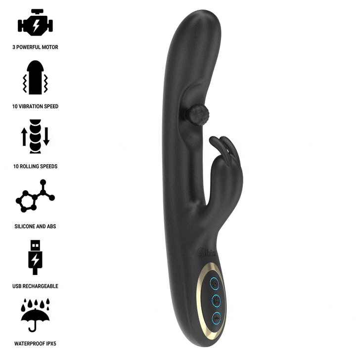 IBIZA - POWERFUL RABBIT VIBRATOR WITH MASSAGING ROLLING PEARL