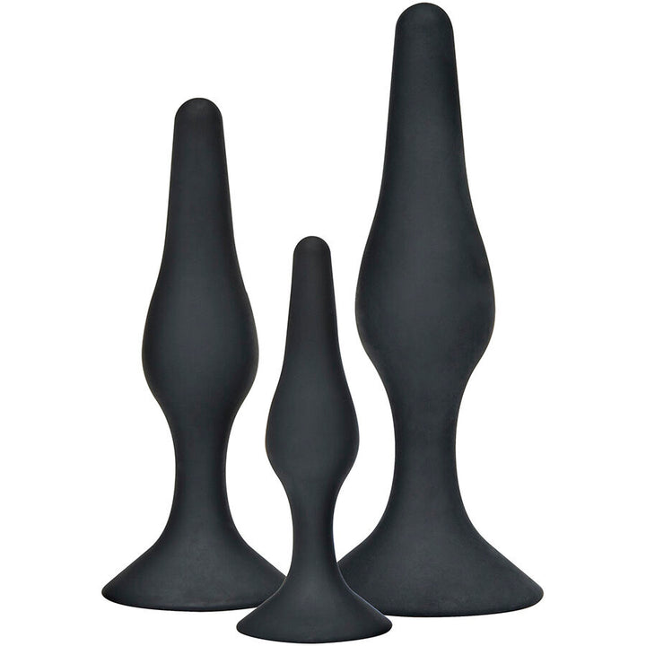 Toyjoy Anal Play Curvy Companions Anal Plug 3 Pieces — Black silicone