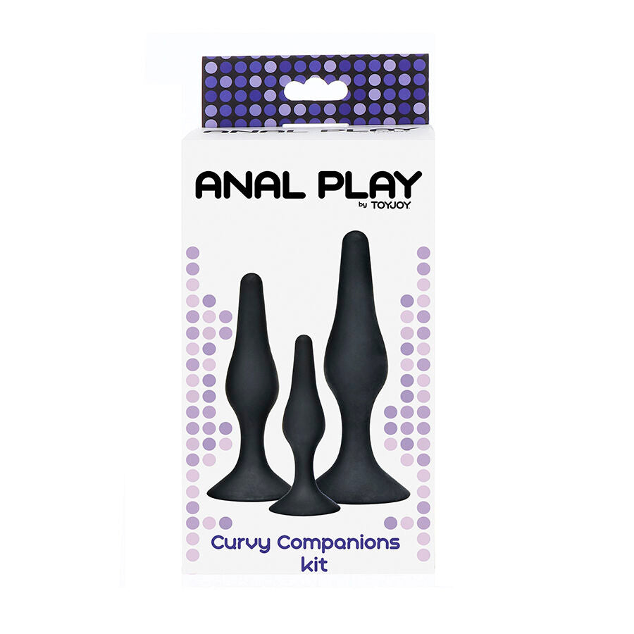 Toyjoy Anal Play Curvy Companions Anal Plug 3 Pieces — Black silicone